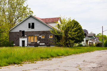 Abandoned Home in Detroit, Michigan. This is a deserted building in a bad part of town. Detroit, Michigan, USA.