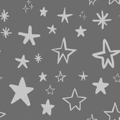 Hand drawn stars seamless pattern. Background texture.