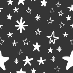 Hand drawn stars seamless pattern. Background texture.