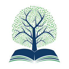 Book Tree Vector Template Design. Educational Tree On Book Template..