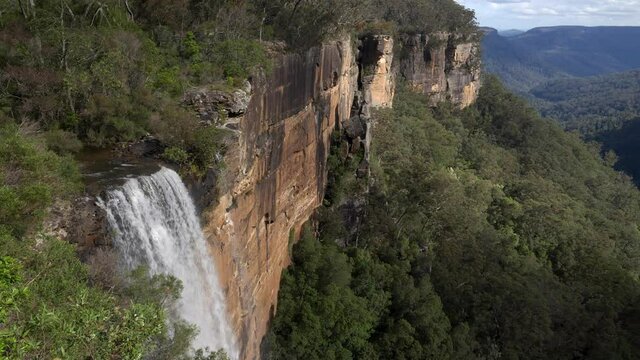 close up of the top of fitzroy falls at morton national park in the nsw southern highlands of australia on a spring afternoon
