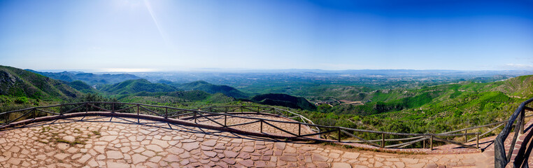 Panoramic view of the Valencia valley, seen from the Sierra Calderona, Spain.