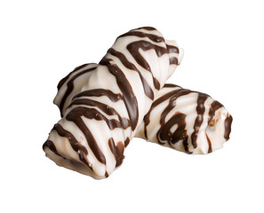 two sweet bars in stripes on white isolated background