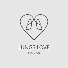 Lungs Care Logo Template, Line Art Style suitable for clinic, hospital, or company that focus on lungs healthy issue