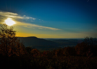 Fototapeta na wymiar sunset over the mountains Harmon Hill Long Trail Vermont