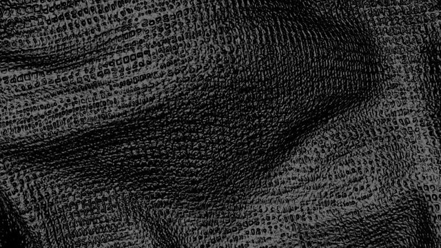 abstract black surface with deformed texture. animated wave background. 3d render