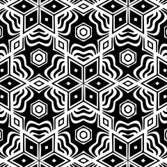 Black and white original geometric background template with rectangles, stripes and abstract shapes in oriental style. Vector graphics.