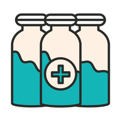 vaccine research science medical vials for injection line and fill icon