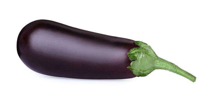 Fresh Ripe Purple Eggplant Isolated On White