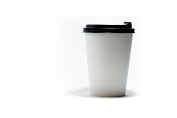 White paper coffee cup, isolated on white background