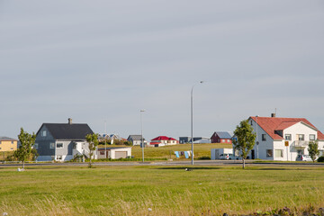 Village of Sandgerdi on the Reykjanes Peninsula in Iceland