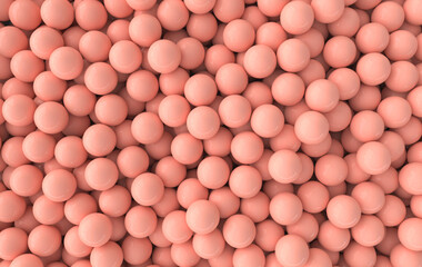 Colorful balls abstract wallpaper and background. Pattern design for trendy poster, flyer, banner, card, cover, brochure. Plastic bubbles, gum, pastel pink spheres. 3d render