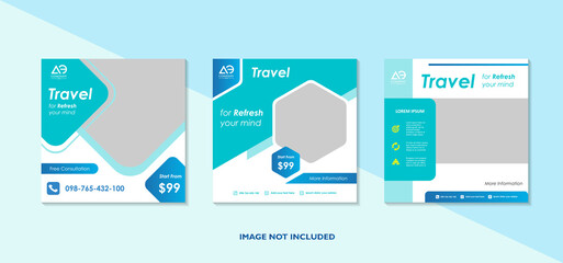 Travelling social media post and stories design template
