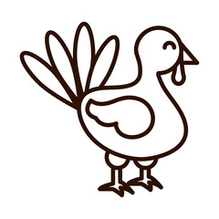 cartoon turkey bird poultry line icon style