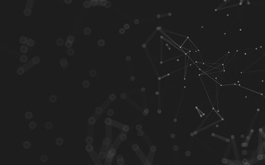 Abstract background. Molecules technology with polygonal shapes, connecting dots and lines. Connection structure. Big data visualization.