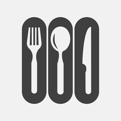 Fork ,spoon and knife set symbol