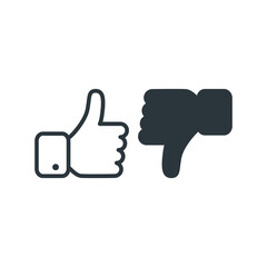 Thumb up and thumb down symbol for website design, mobile application, ui