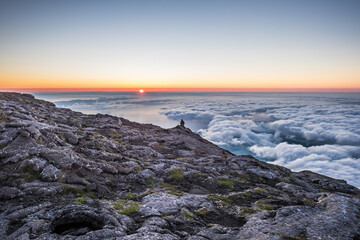 Beautiful early morning view, sunrise from Mount Pico, Azores, Portugal