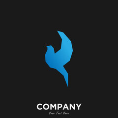 logo design template, with minimalist blue bird icon