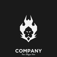 Logo design template, with black and white angry horse icon