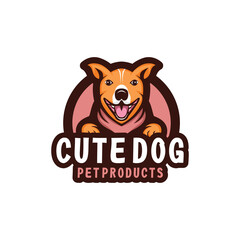 Cute Dog Character Cartoon logo design Vector