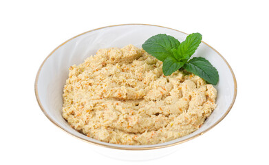 Homemade chicken pate, healthy eating isolated on white