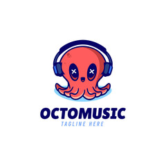 Octopus music logo design template
