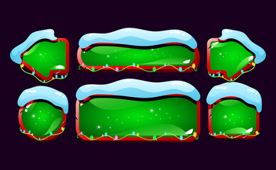 Set of jelly glossy button with snowy Christmas theme for gui asset elements
