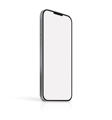 3D illustration Realistic black smartphone mockup on white background with clipping path