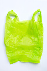 Colorful plastic bags on white background.