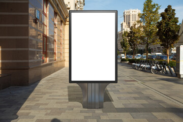 Advertising billboard stand mock up on the street.