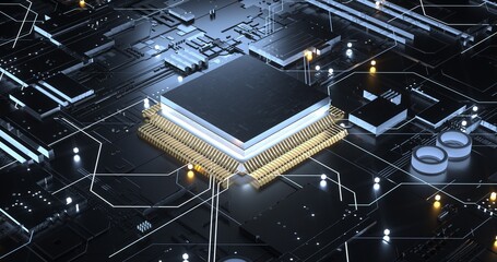3D rendering cpu on mother board design in CG