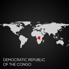 Dotted world map with marked Democratic Republic of the Congo