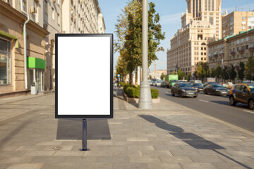 Advertising billboard stand mock up on the street.