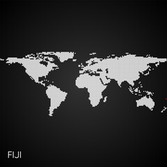 Fototapeta na wymiar Dotted world map with marked fiji