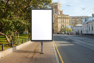 Advertising billboard stand mock up on the street.