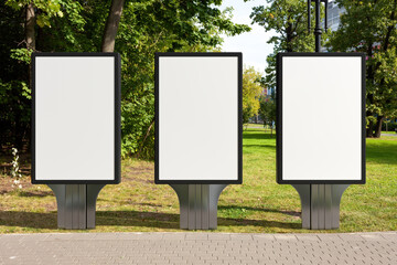 Advertising billboard stands mock up on the street.