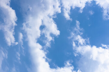 Blue sky background with clouds. Sky of Brazil