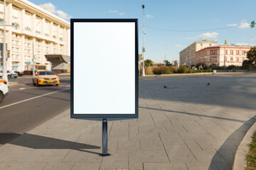 Advertising billboard stand mock up on the street.