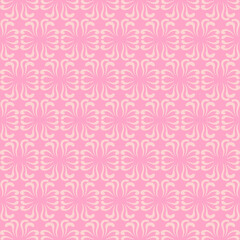 Pink background pattern with decorative ornaments - seamless wallpaper texture. Vector illustration