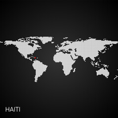 Dotted world map with marked haiti
