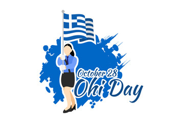 October 28, Happy Ohi Day vector illustration. Public holidays in Greece. Suitable for greeting card, poster and banner.