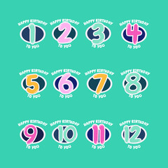 Baby age celebrations vector template.