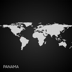 Dotted world map with marked panama