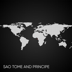 Dotted world map with marked Sao Tome and Principe