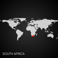 Dotted world map with marked south africa