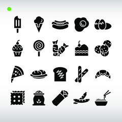 food icon set in black or glyph style 2
