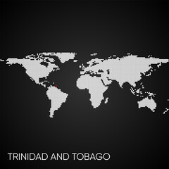 Dotted world map with marked Trinidad and Tobago
