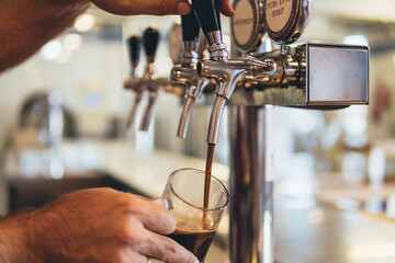 Industrial beer dispenser. Bar. restaurant. Beer brewery.