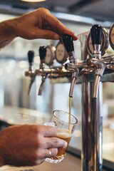 Industrial beer dispenser. Bar. restaurant. Beer brewery.